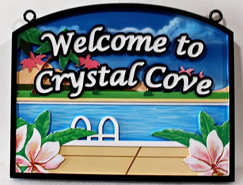 GB16128 - Carved Sign for "Crystal Cove"