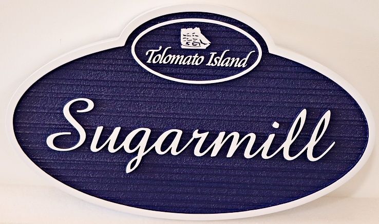 GA16466A - Carved and Sandblasted Wood Grain High-Density-Urethane (HDU) Sign for "Tolomato Island Sugarmill"