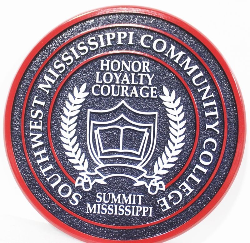 RP-1885 - Carved 2.5-D and Sandblasted Wall Plaque of the Seal of the Southwest  Mississippi Community College