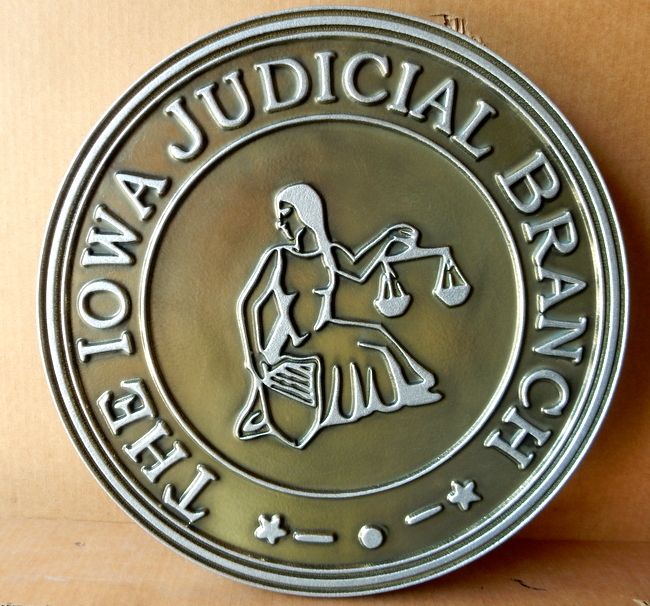 W32207 - Silver-Nickel Coated Round Plaque for the  Iowa Judicial Branch 