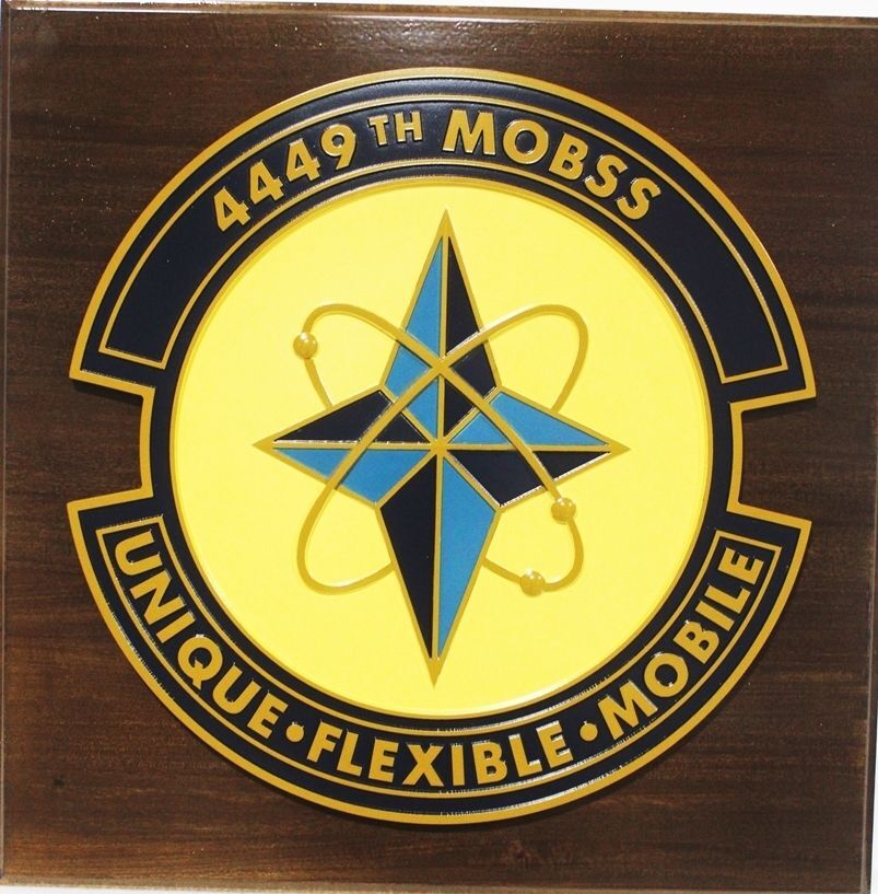 LP-5681 - Carved 2.5-D Multi-Level Plaque of the Crest of the 4449th MOBSS
