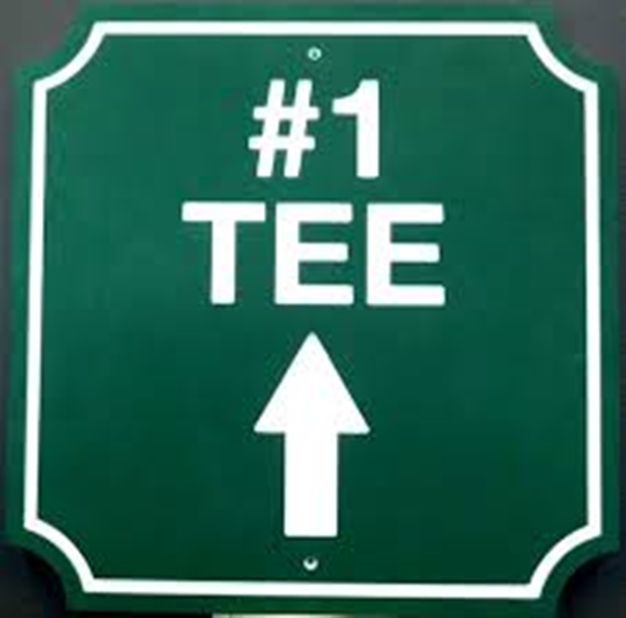 M9140 - Engraved Green & White Color-Core High-Density Polyethylene (HDPE) Golf Course Tee  Sign