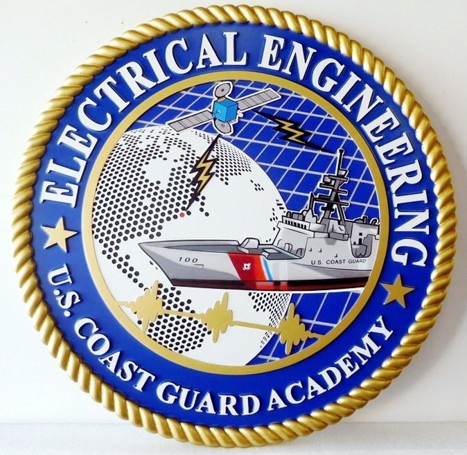RP-1884 - Carved Wall Plaque of  the Seal of Electrical Engineering,  Coast Guard Academy, Artist Painted