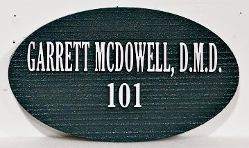 BA11592 - Custom Carved Sign for "Garrett McDowell D.M.D." with Suite Number