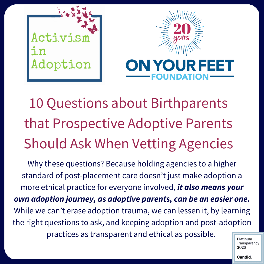 10 Questions about Birthparents that Prospective Adoptive Parents Should Ask When Vetting Agencies