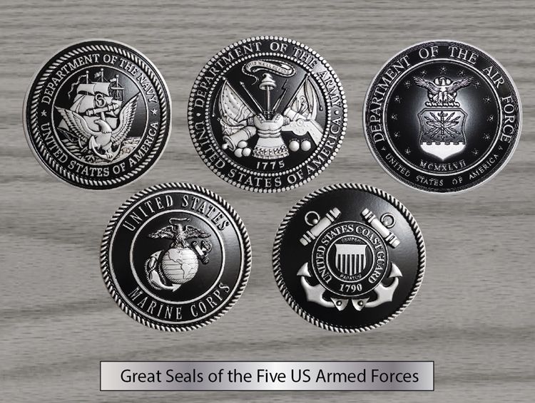 Carved 3D Painted, Wood, Bronze, Brass, Silver Military Plaques