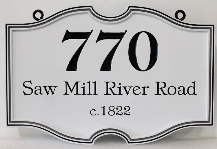 I18807A -  Engraved High-Density-Urethane (HDU)  Property Address  Sign "770 Saw Mill River Road".