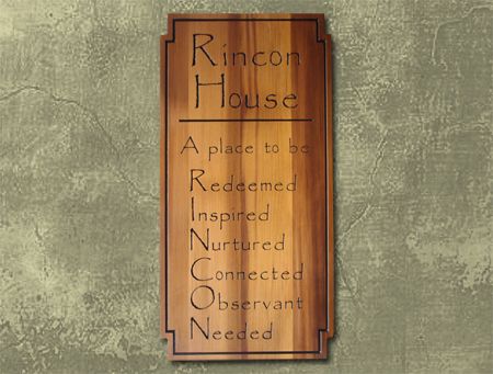 I18949 - Cedar Engraved Wall Plaque for Residence, "RINCON House"