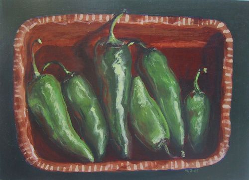 Chilies,acrylic, 13 x 9"