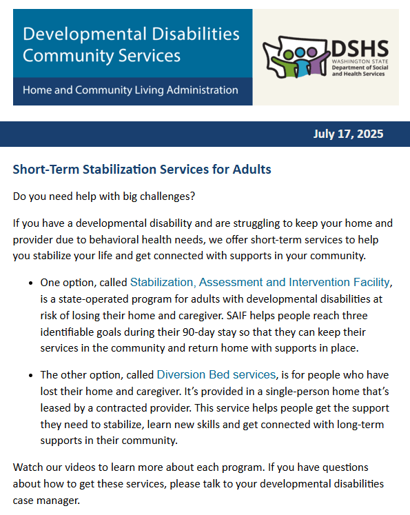 Short-Term Stabilization Services for Adults with I/DD
