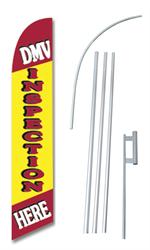 DMV Inspection Here Swooper/Feather Flag + Pole + Ground Spike