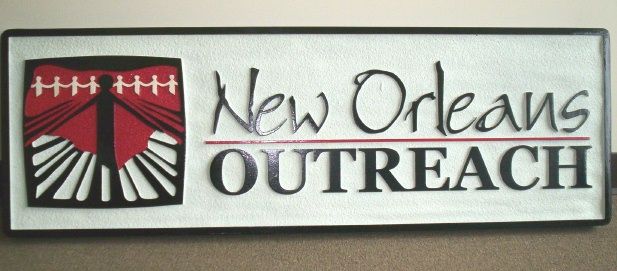 SA28616 - Carved and Sandblasted Sign for "New Orleans Outreach" Community  Center