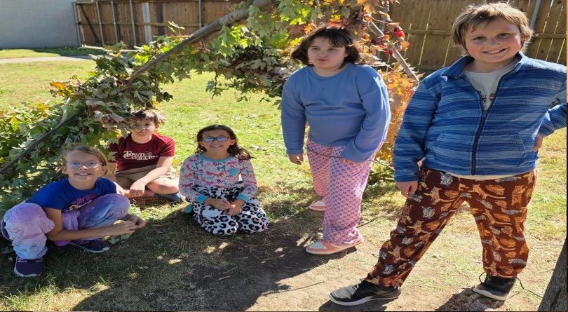 Students outside posing for a picture