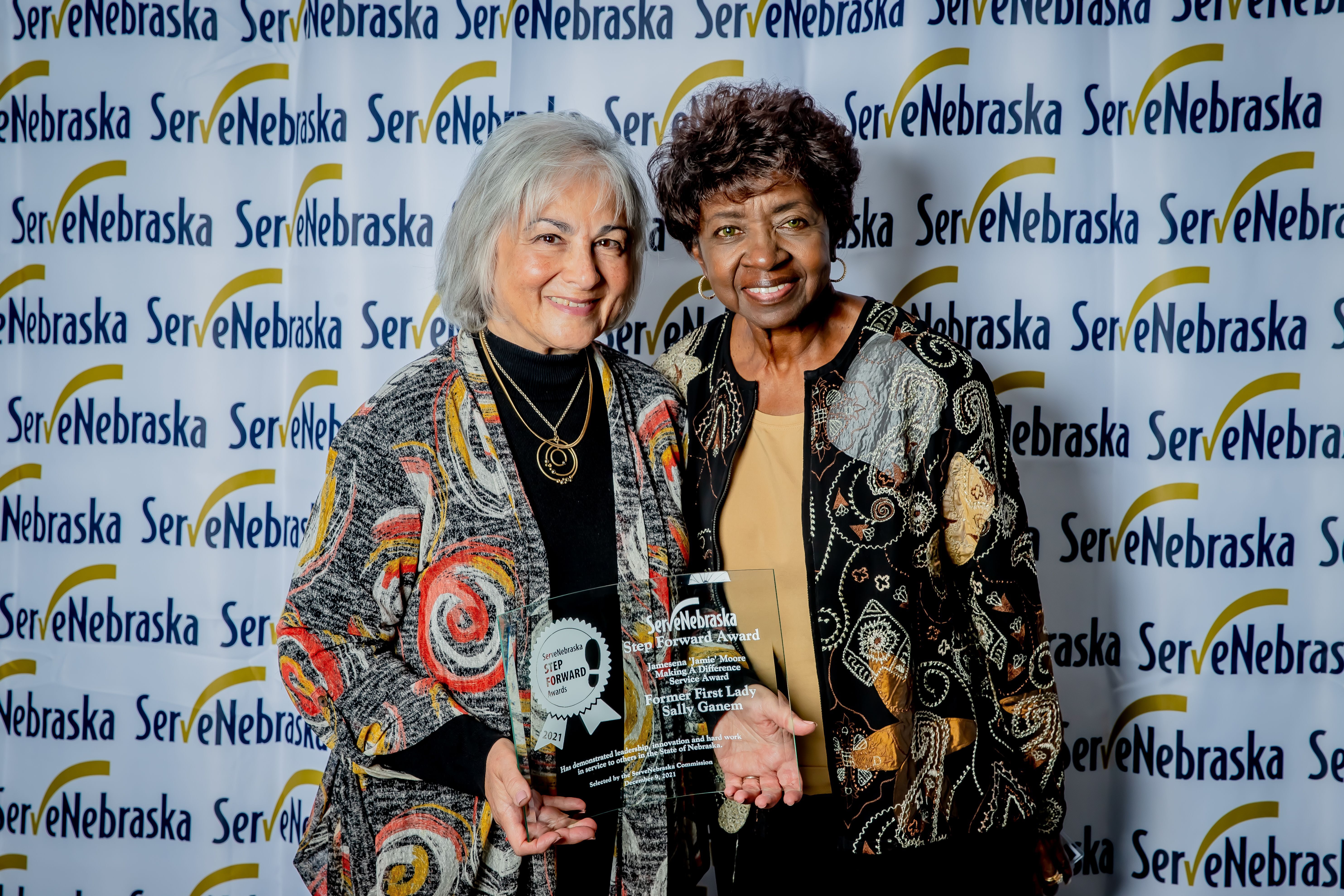 Former First Lady, Sally Ganem and Jamesena Moore at the Step Forward Awards Luncheon in 2022