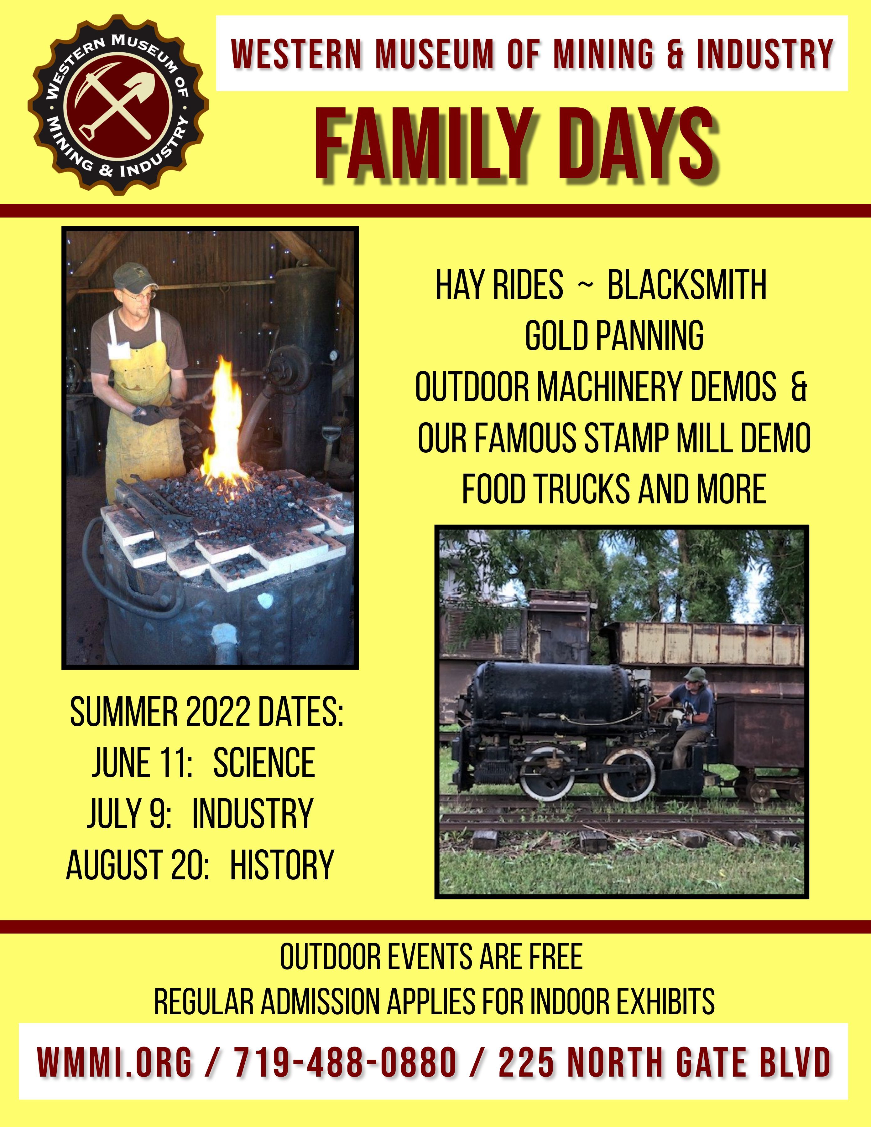 Family Days at WMMI. Outoor Machine Demonstrations, Blacksmiths, Hayrides.  