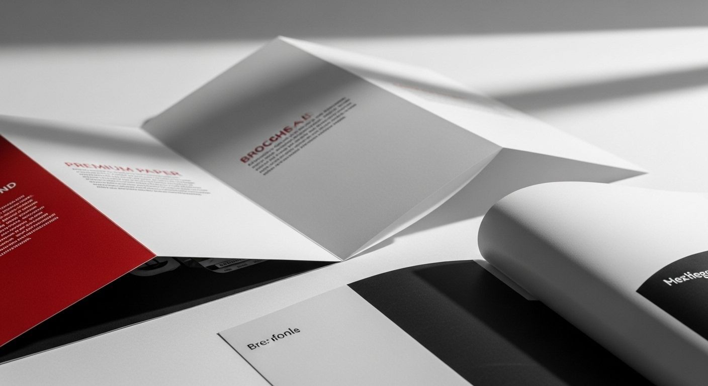 High-quality brochure printing showing precise folding, clean edges, and consistent paper quality across multiple brochure formats