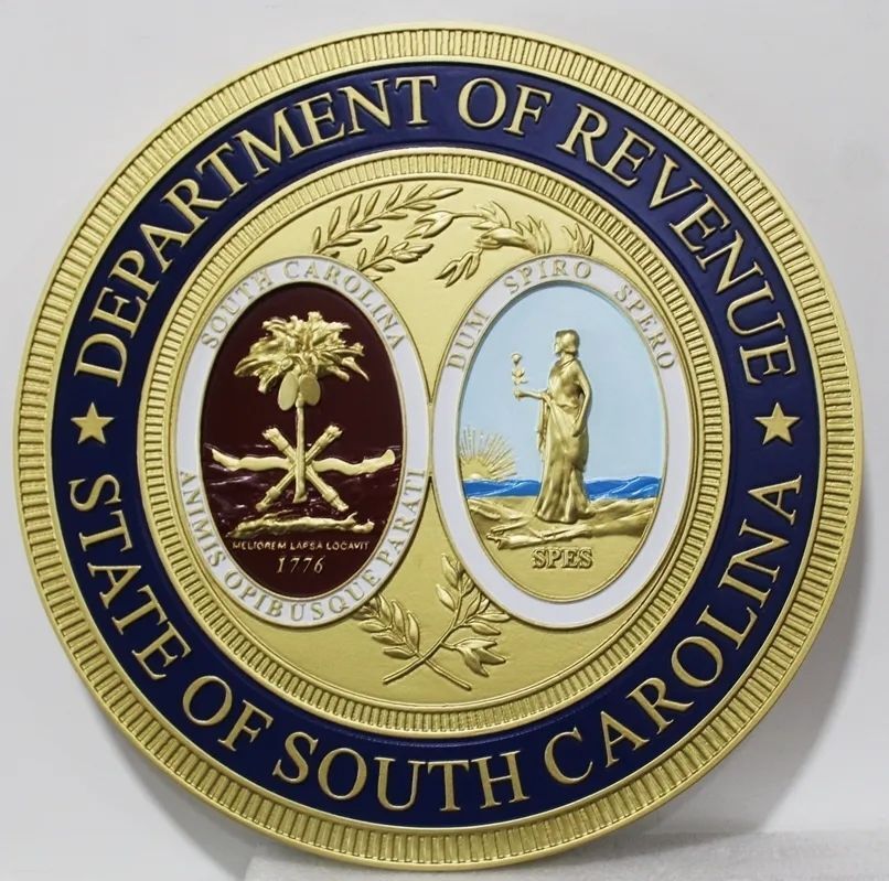 M2132- Carved 3-D Bas-Relief Wall Plaque of the Great Seal of the State of South Carolina(Gallery 32)