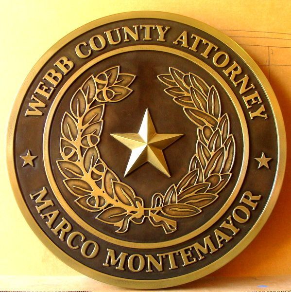 HP-1552 - Carve 2.5-D Outline Relief Plaque of the Seal of the Webb County Attorney,Texas