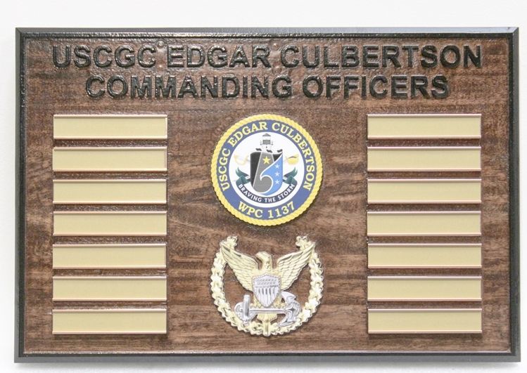 NP-2495 - Ship's Plaque of Past Commanding Officers,  USCGC Edgar Culbertson, Redwood