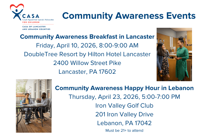 Join us for breakfast in Lancaster or happy hour in Lebanon!