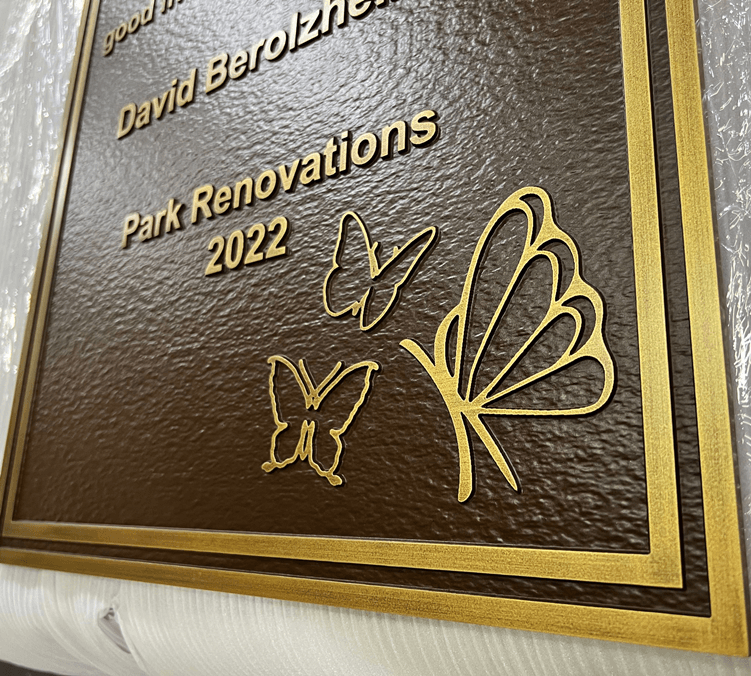 ZP-6250 - Precision Machined Aluminum Bronze Plated Dedication Plaque for  the  Butterfly Garden Beautification Project