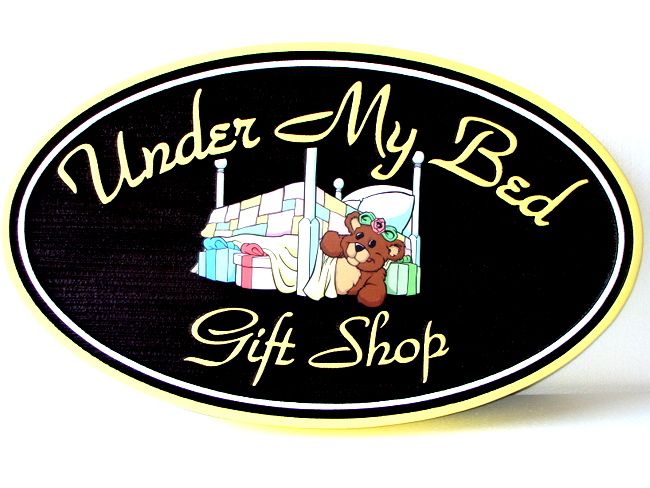 SA28342- Design for a Gift Store Sign with Teddy Bear and Presents