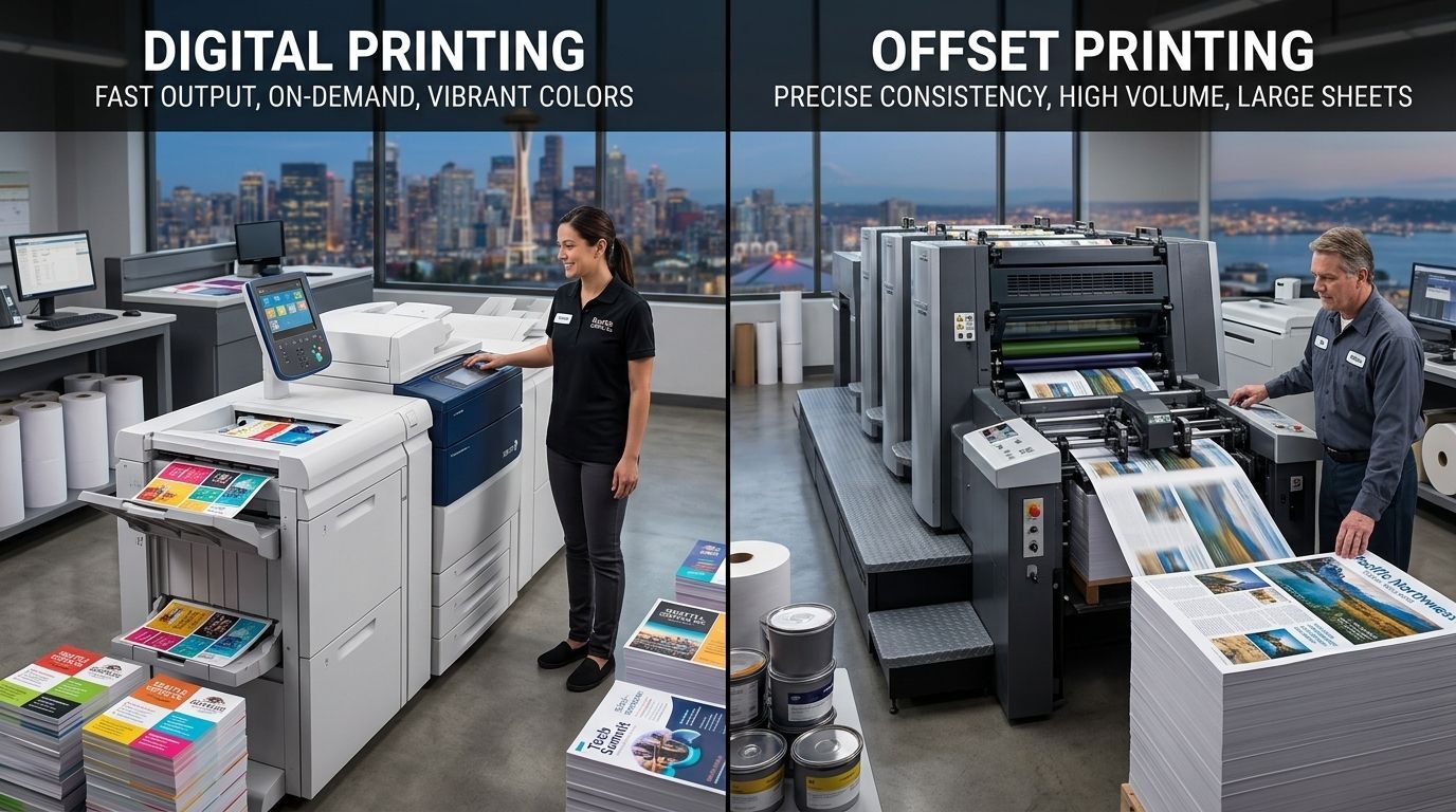 Business printing comparison of digital and offset methods for quality speed and cost efficiency