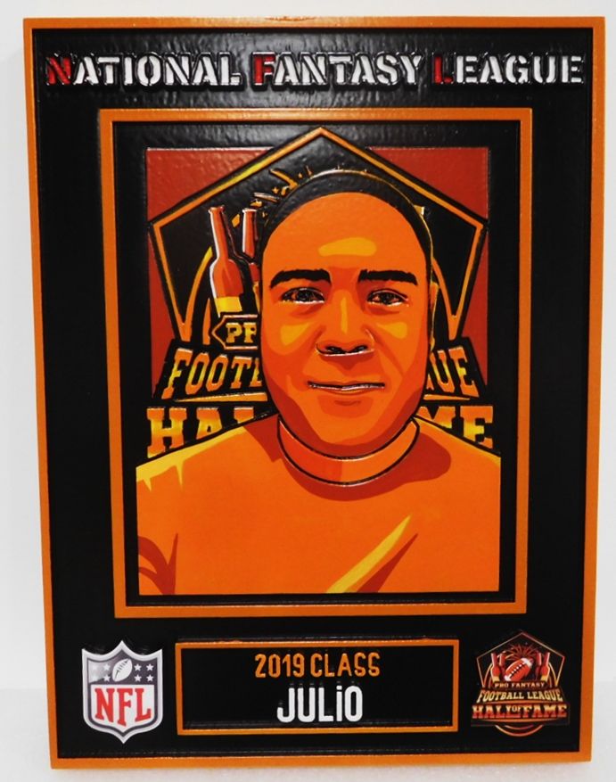 UP-3290- Carved Plaque for National Fantasy Football League Player Julio