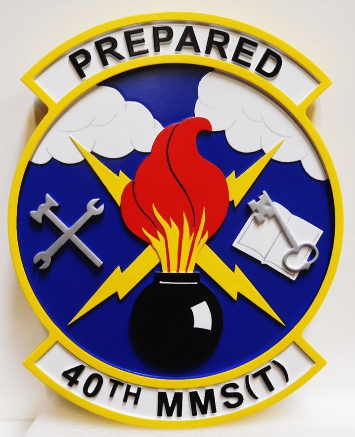 LP-2850 - Carved Plaque of the Crest of the Air Force 40th MMS(T), 2.5-D Artist-Painted