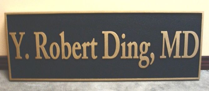 B11024 - Sandstone Texture MD Door Nameplate with Text and Border in Gold Metallic Paint
