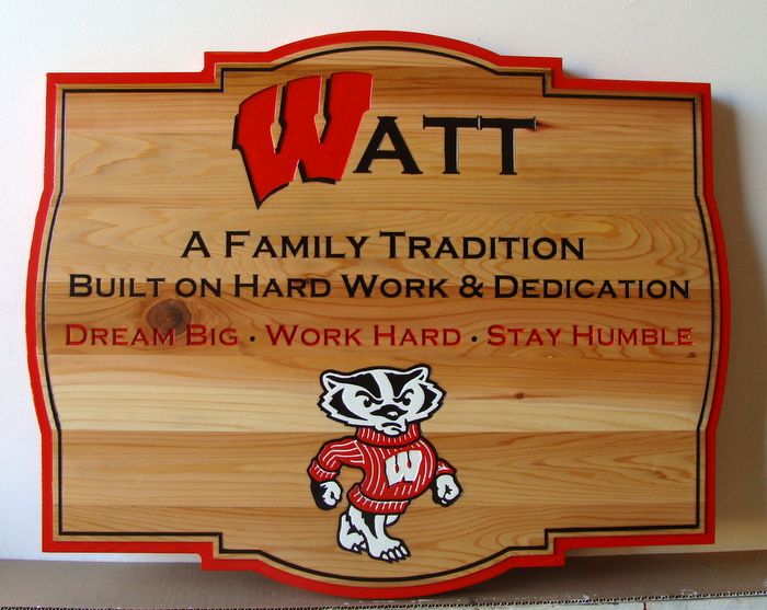 O24330 - Cedar Wood Watt Family Plaque