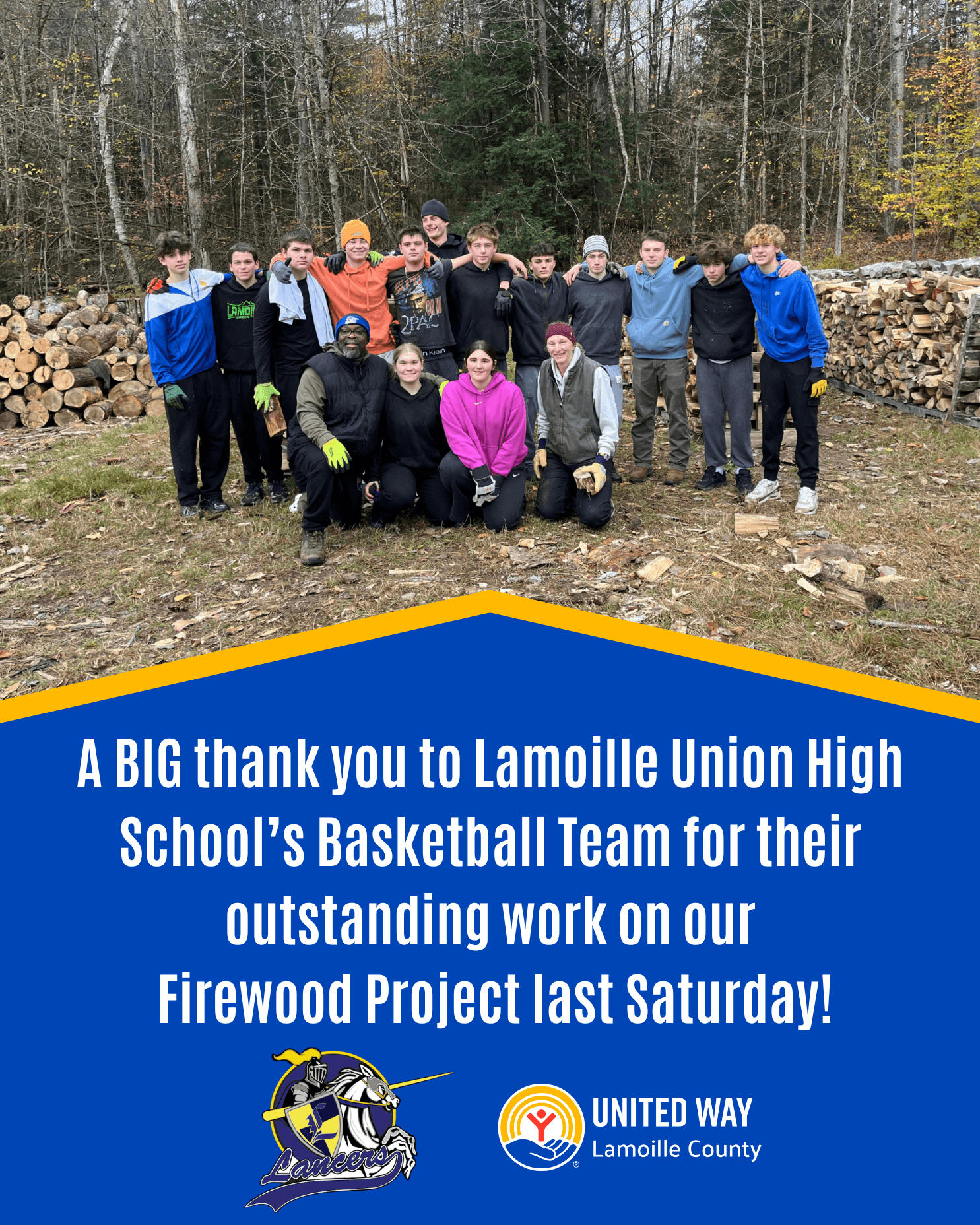 Thank you Lamoille Union's Basketball Team!