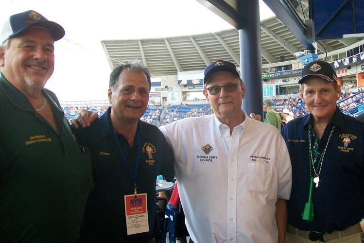 At the March 2026, "Vets for the Mets" game are Jim Naples, Stephen Miceolotta, Daniel "Frenchi" Dahan and Pete Overhuls