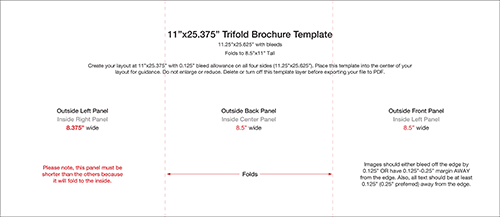 11x25.5 Large Trifold Brochure Guidelines