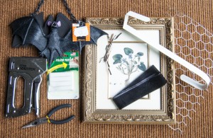 Goodwill Halloween DIY bat decor materials
