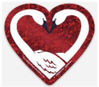 #14 Ruby red Swan Love glitter sticker