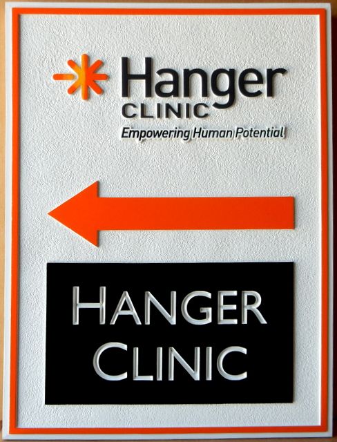 SA28592 - Carved High-Density-Urethane (HDU)  Sign for the  "Hanger Clinic" .