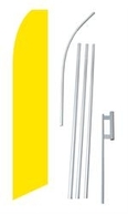 Solid Yellow Swooper/Feather Flag + Pole + Ground Spike