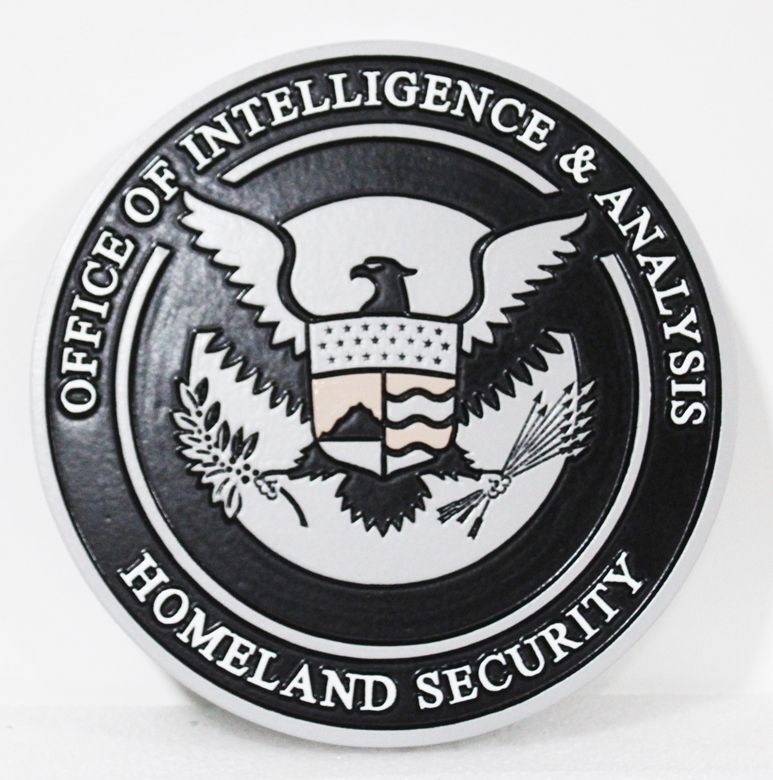 AP-4148 - Carved 2.5-D HDU Plaque of theSeal of the Office of Intelligence & Analysis, Homeland Security 