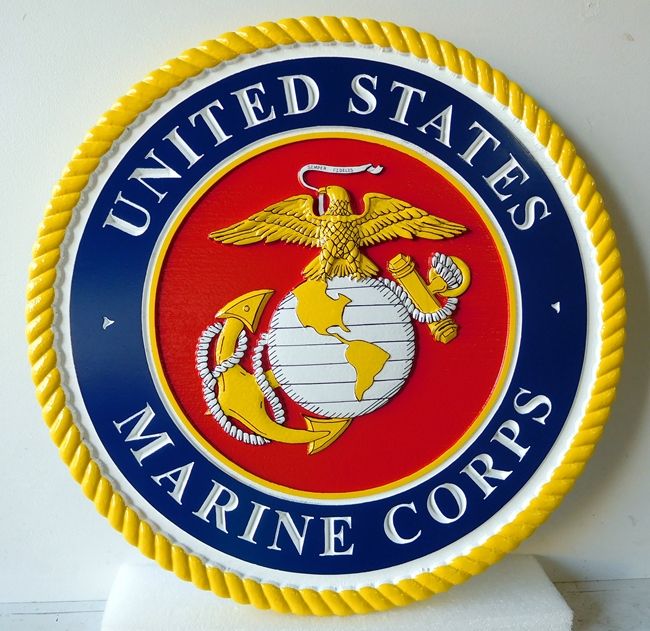 V31405 -  Marine Corps Emblem, Carved HDU, Gold and Silver Leaf Gilded 