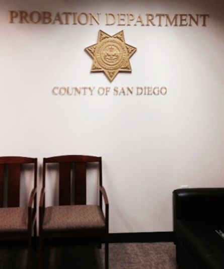 PP-1675 - Carved Wall Plaque of the Star Badge of the Probation Department,  San Diego, California,  Painted Gold Metallic