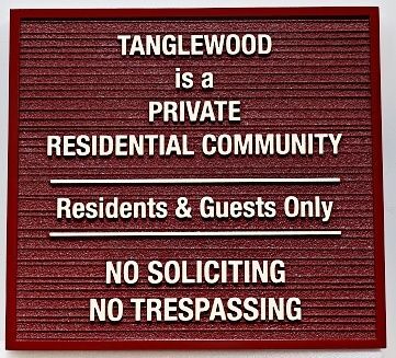 KA20729- Carved Wood Grain HDU Sign for Private Residential Community
