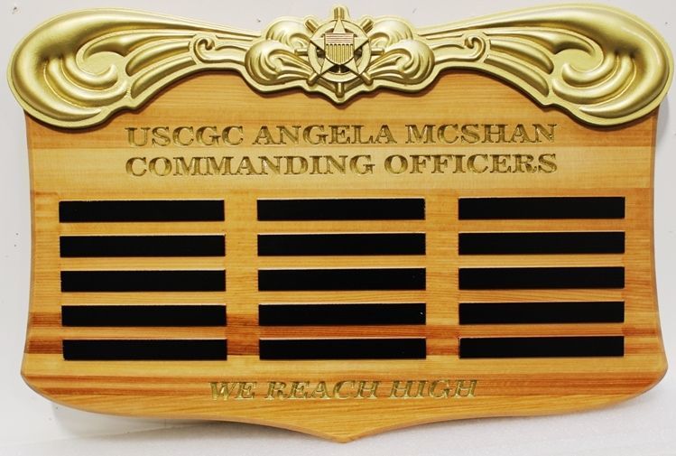 SA1365 - Carved Western Red Cedar Command Board Honoring Former Commanders of the  US Coast Guard  Angela McShan