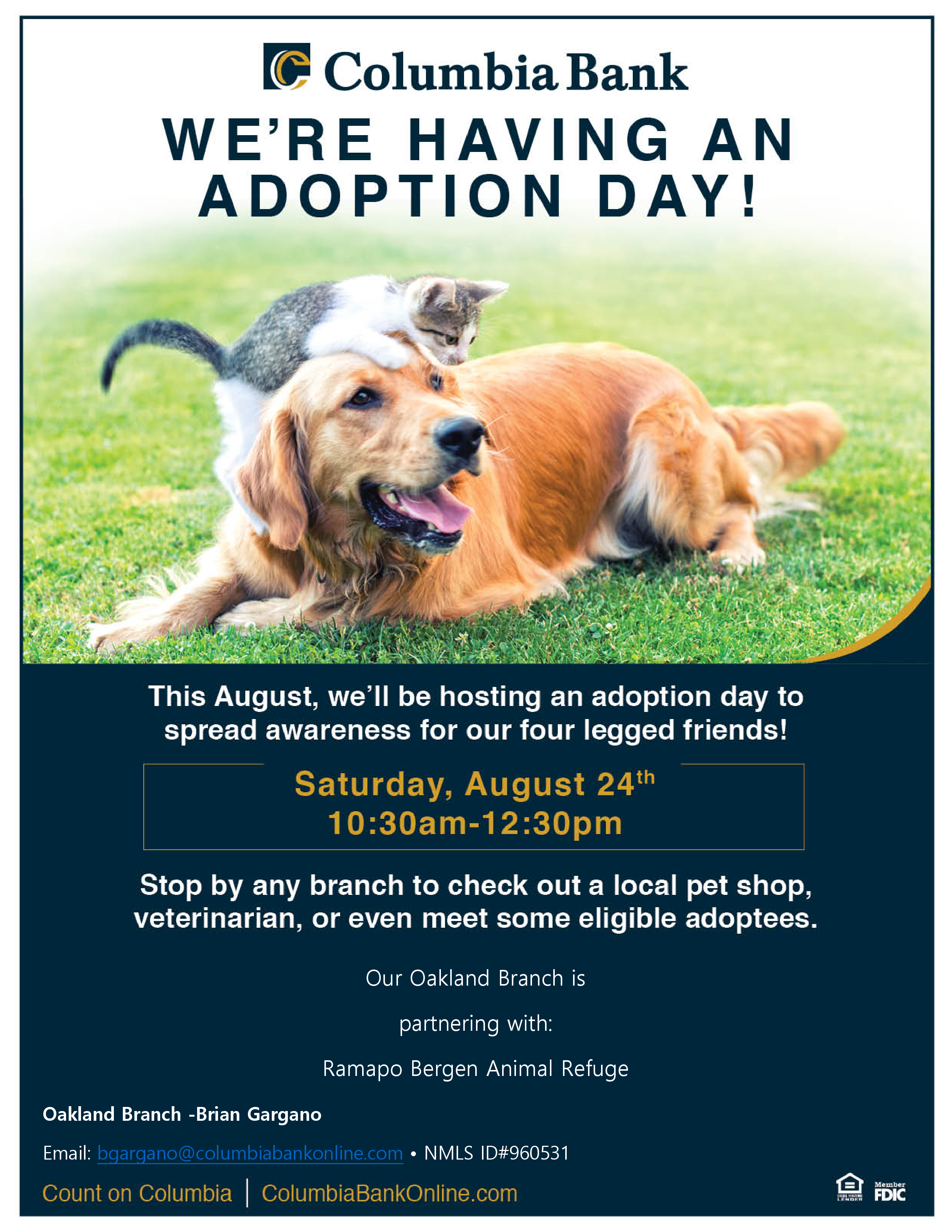 RBARI Visits Columbia Bank for Adoption Day