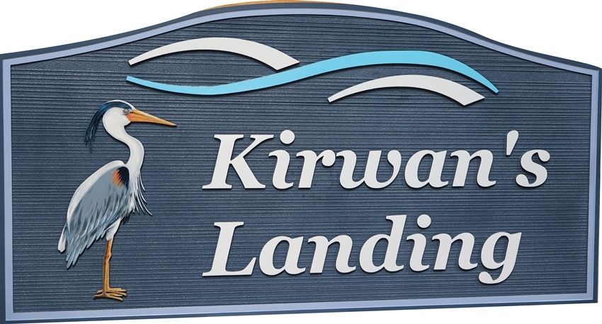 L21634A - Carved and Sandblasted HDU Sign for "Kirwan's Landing"