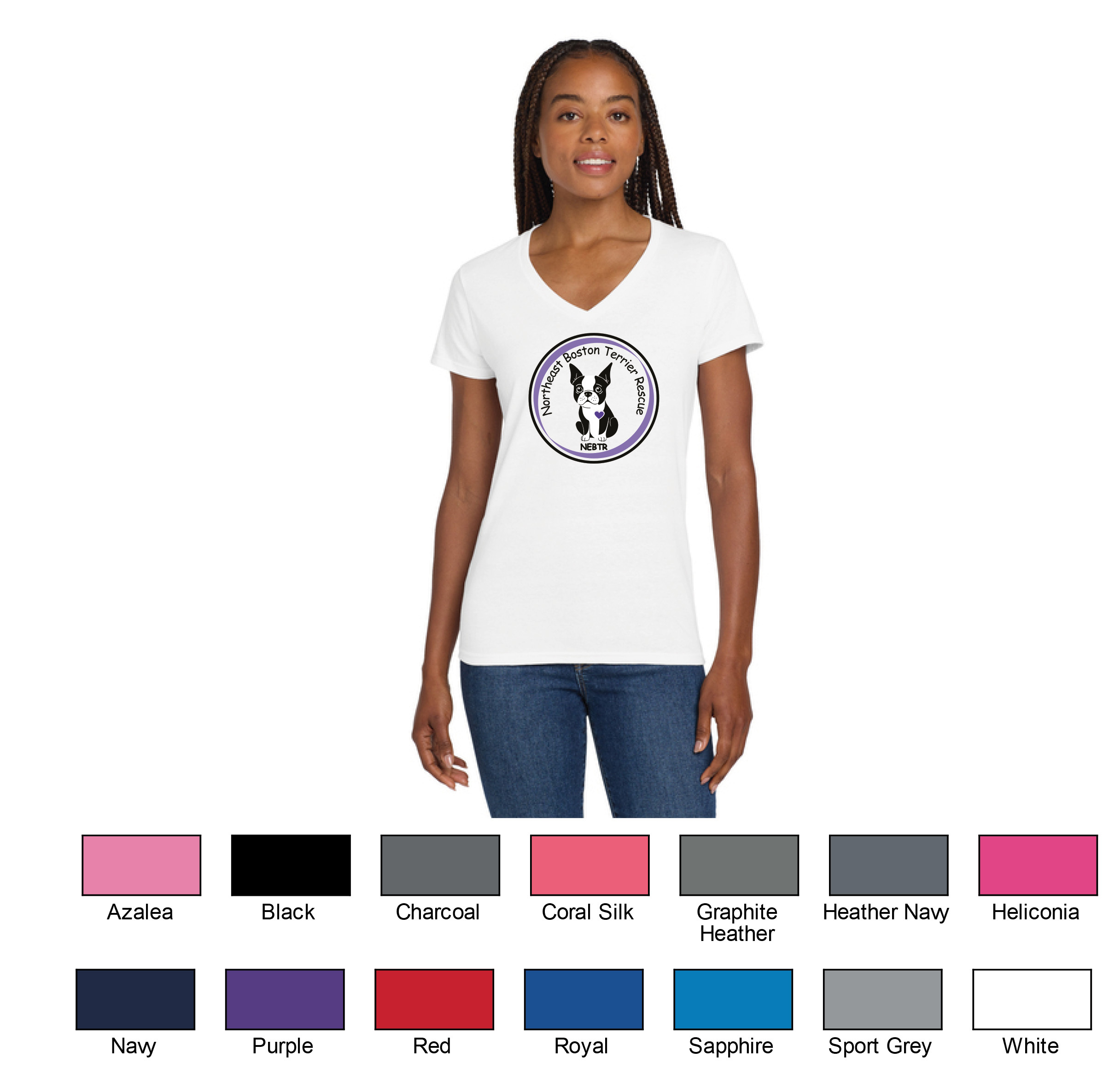 Ladies Vneck T-shirt (Large Front)