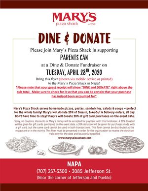 Dine & Donate at Mary's Pizza Shack
