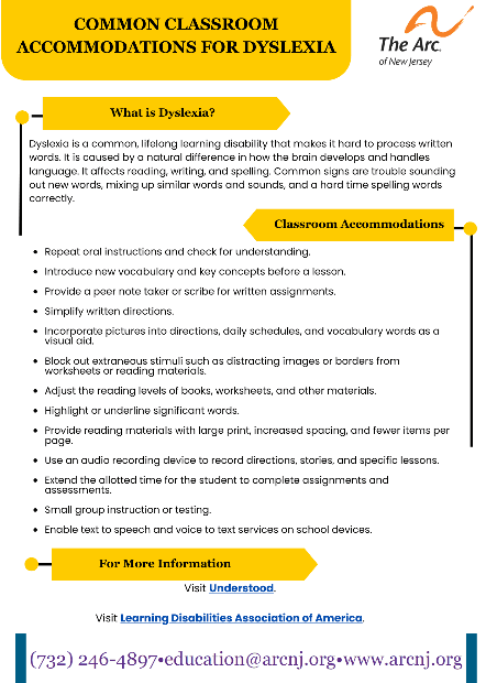 Common Accommodations for Dyslexia