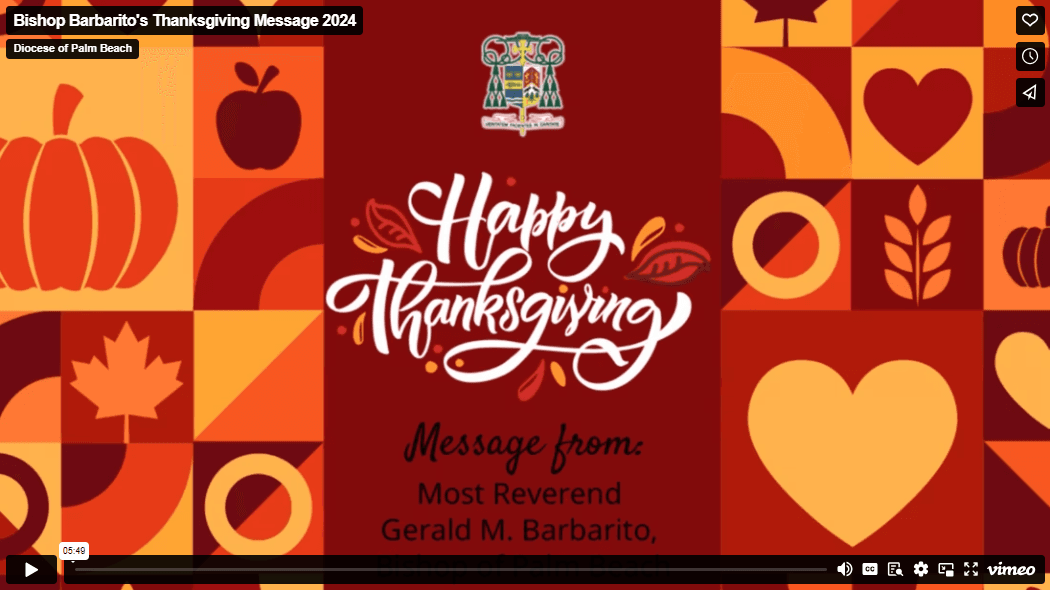 November 2024: Bishop Barbarito's Thanksgiving Message