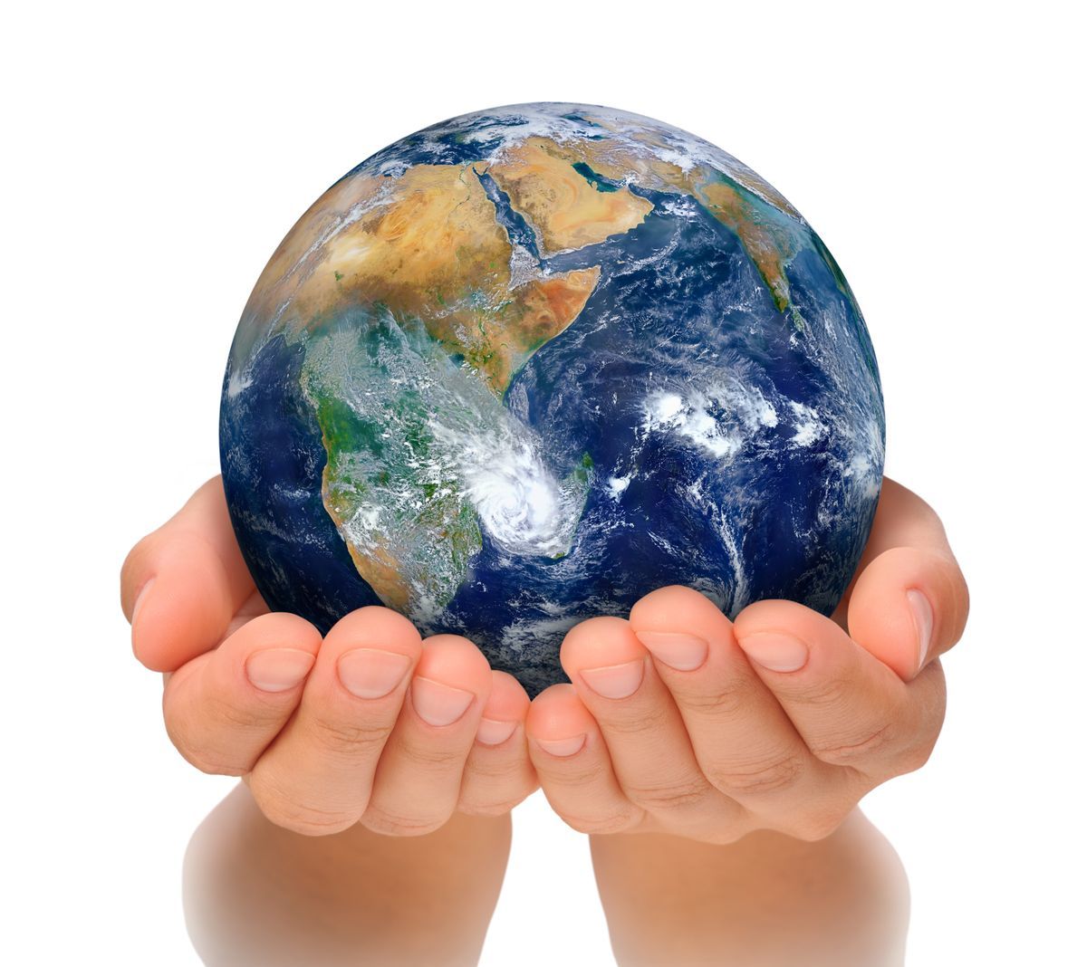 Globe in hands world peace